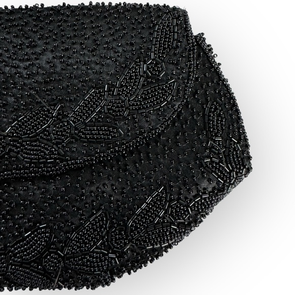 Vintage Michel Swiss Evening Purse Beaded Small Black Clutch Purse Snap Closure - Picture 4 of 11